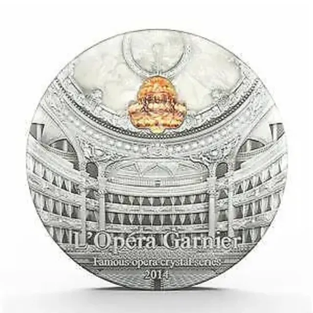 2014 Palau $10 Famous Opera Crystal *Paris Palais Garnier* 2 Oz .999 Silver Coin