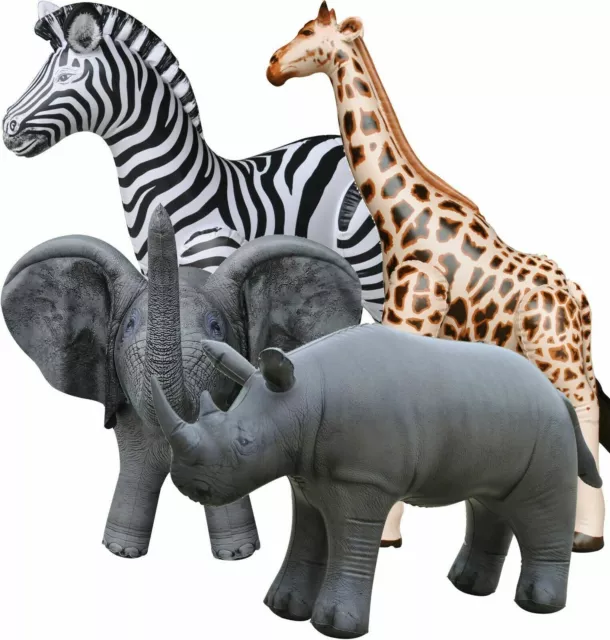 Inflatable Zebra Giraffe Elephant Rhino Jungle Wild Safari Animal Gift Toy