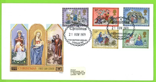 G.B. 1979 Christmas set Philart First Day Cover, British Library, London WC