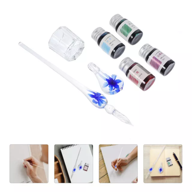 1 Set Calligraphy Glass Pen Practical Glass Pen Colored Glass Dip Pen
