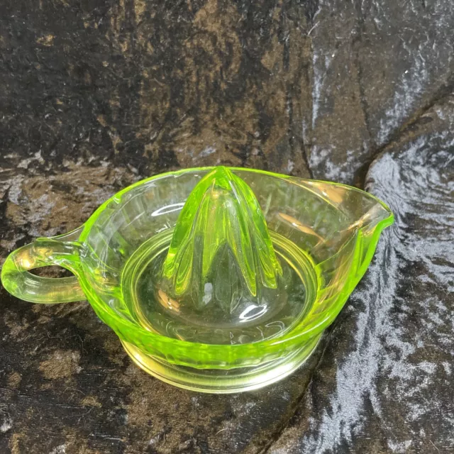 Vintage Green Depression Glass Juicer  (see description)