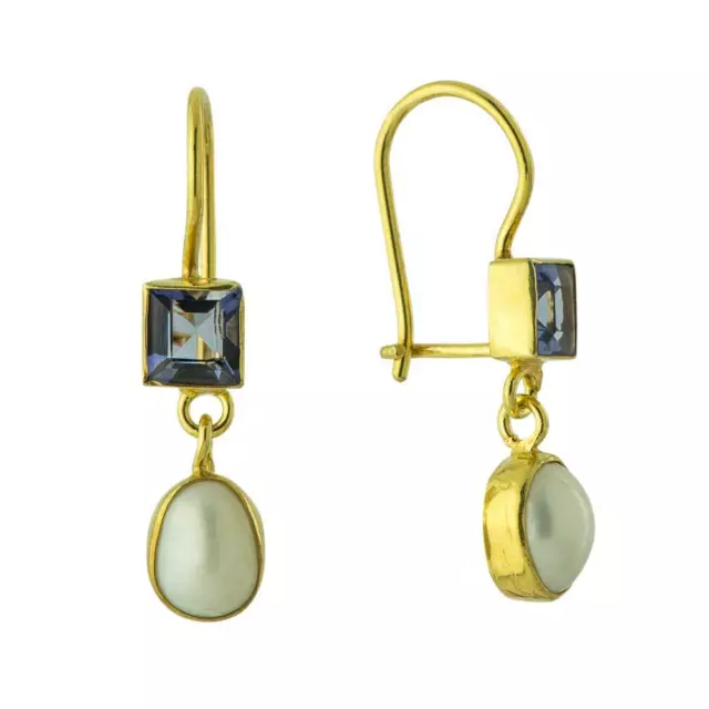 Vogue Iolite and Pearl Earrings: Museum of Jewelry