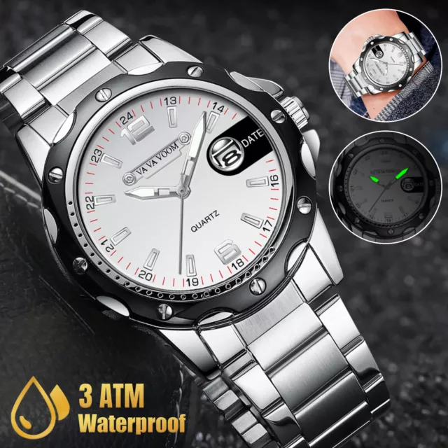 Waterproof Men's Quartz Watch Stainless Steel Luxury Classic Luminous Wristwatch