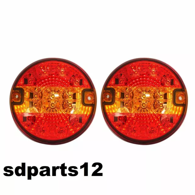 2x Feux Arrière Rond LED 12-24V Position Stop Clignotant Caravane Camion Van E11