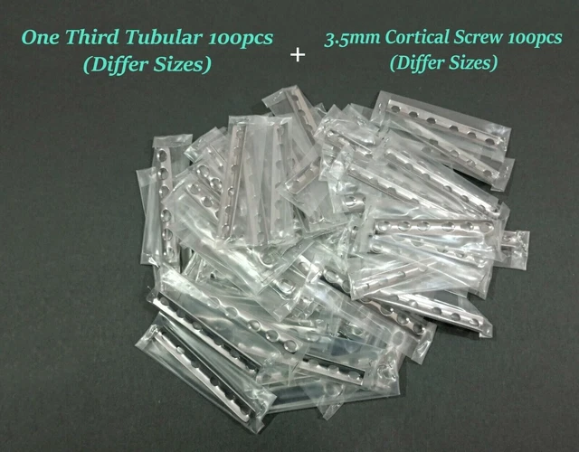 Veterinary One Third Tubular Plate 3.5mm 100pcs & 3.5mm Cortical Screw 100pcs SS