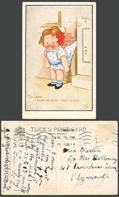 Tuck's Oilette All For Her 1912 alte Postkarte Oh Dear, ich hoffe, er kommt nicht mit
