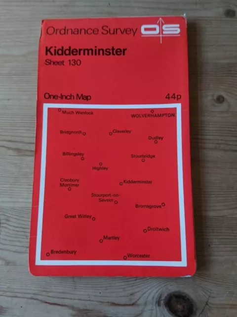 Vintage OS Ordnance Survey One Inch Map,1967 Kidderminster, sheet 130