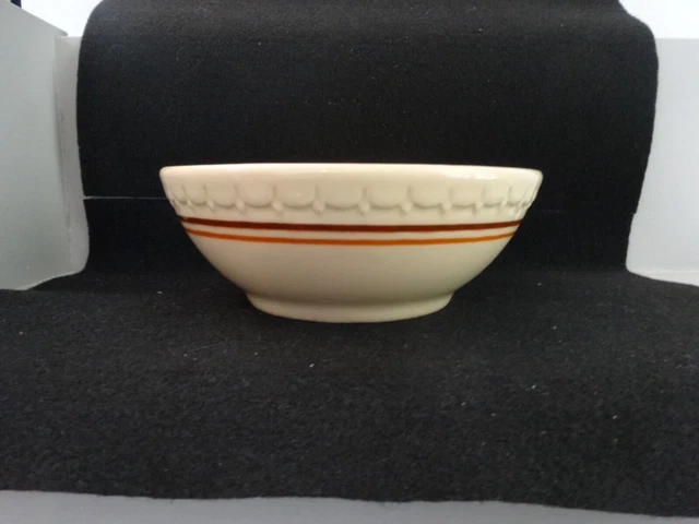 Syracuse China Econo-Rim Small Restaurant Bowl Dessert 6" Beige With  Dbl stripe