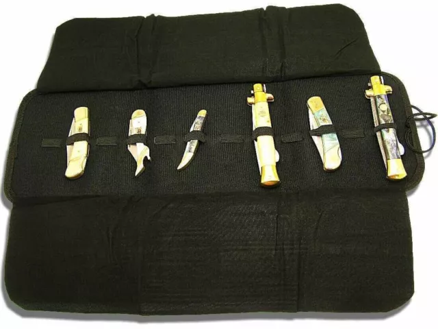 SAFE AND SOUND Folding 12 Knife Collection Roll Storage Carry Case Display Black