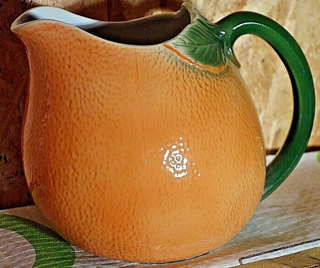 Lot De 3 Pichets Barbotine Anciens – Motifs Fruits (fraise, Citron, Orange), France