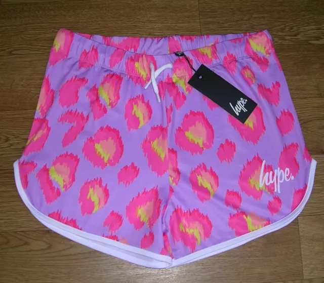 BNWT HYPE Girls Lilac Neon Pink Animal Print Shorts Age 14 NEW RRP £21.99