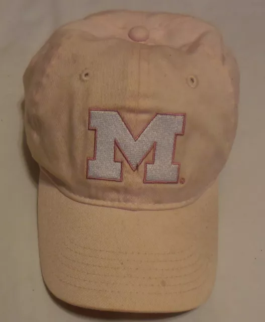 1 University of Michigan Pink Color White M Baseball Cap Hat adjustable