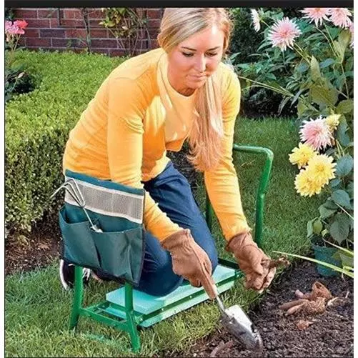 Garden Kneeler 2-in-1 Folding Gardening Padded Seat and Kneeling Stool Tool Bag 3