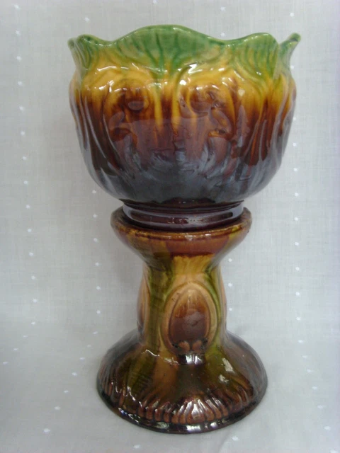 Antique Small Table Top McCoy Art Pottery Jardiniere & Pedestal Set 11¾”  *922