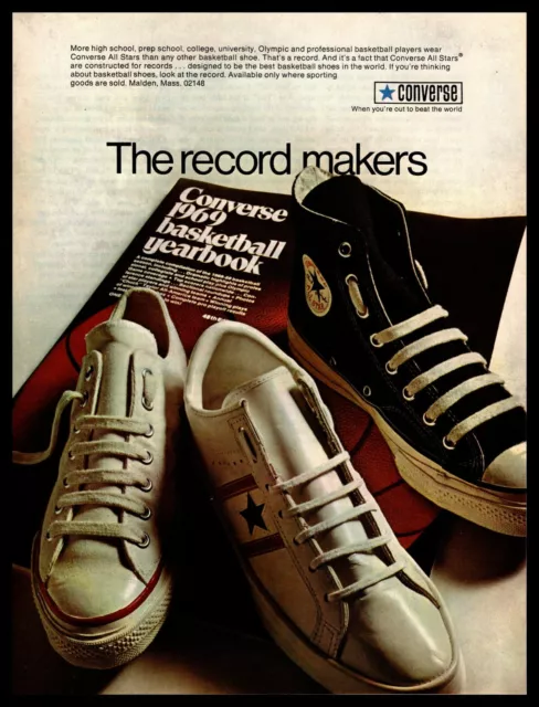 1969 Converse All-Star Shoe "Record Makers" Basketball Yearbook Vintage Print Ad