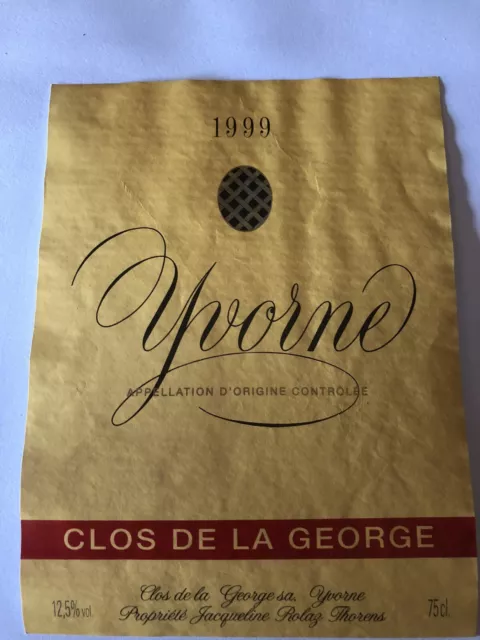 Étiquette Vin Yvorne Clos De La George 1999