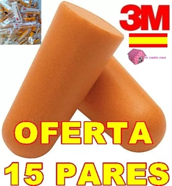 30 Tapones 3M Tapon Oidos Anti Alergia - Ruido 15 Pares Para Trabajo Sueño Salud