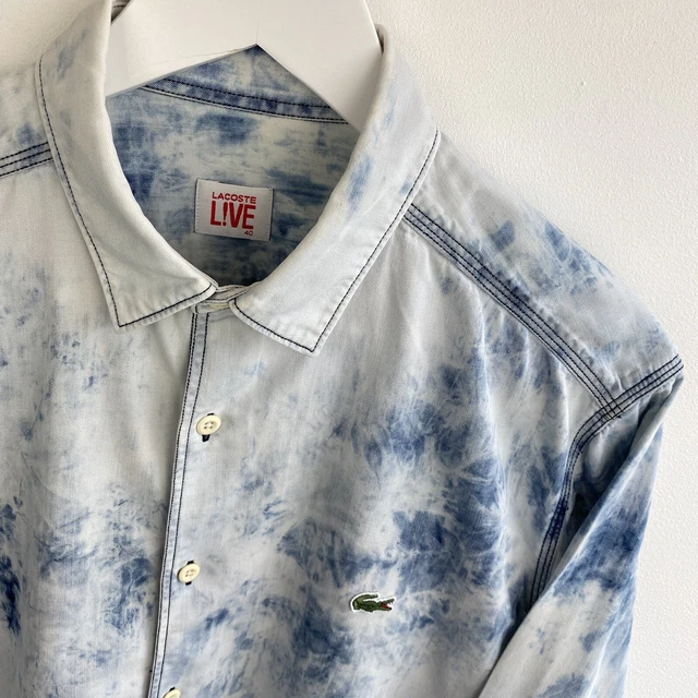 LACOSTE SHIRT SIZE 40 Medium M Men s Denim Look Acid Wash Cotton