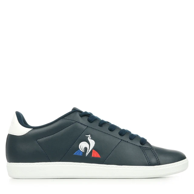 Chaussures Baskets Le Coq Sportif homme Courtset 2 Bleu marine Bleue Cuir Lacets