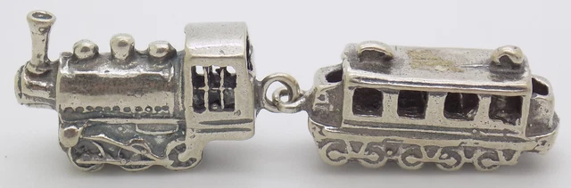 Vintage Italian Handmade Genuine Silver Dollhouse Toy Train Figurine Miniature