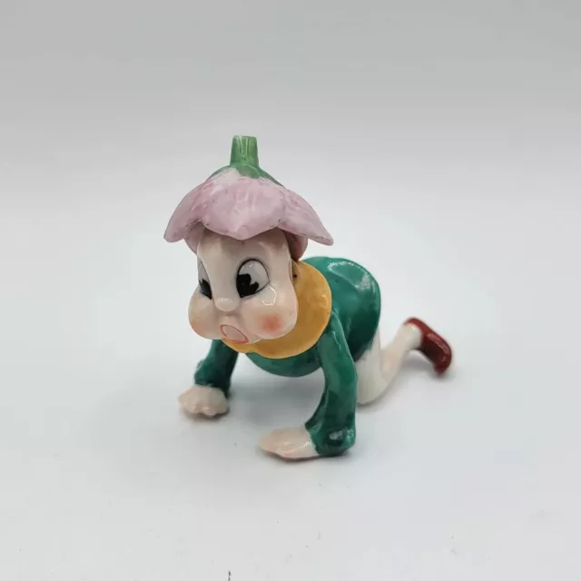VTG ELF PIXIE Fairy Figurine Flower Hat Cap Porcelain Green Occupied