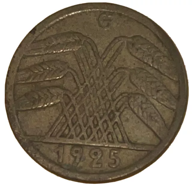 1925 G German Coin Pyramid 5 Reichspfennig Wheat Ears Germany 18mm Km# 39 small