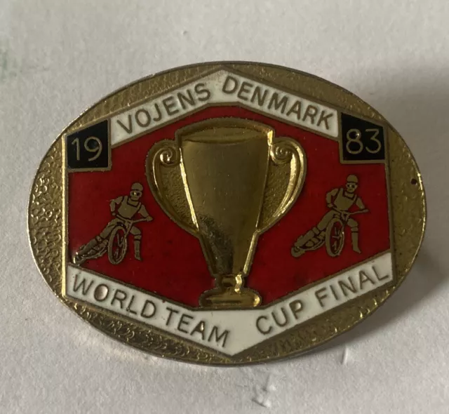 1983 Vojens World Team Cup Final Speedway Badge In Gilt No Makers Name.