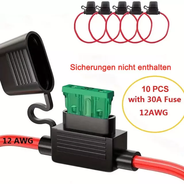 10x12V KFZ Automatiksicherungshalter Sicherung Halter Automat MAX30A für PKW