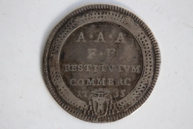Monnaie argent 1 Giulio Pape Clément XII an VI 1735 Vatican (43134)