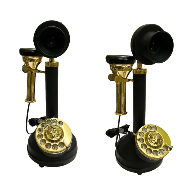 Vintage Iron & Brass Classic Rotary Candle Stick Telephone Home Decor Collective