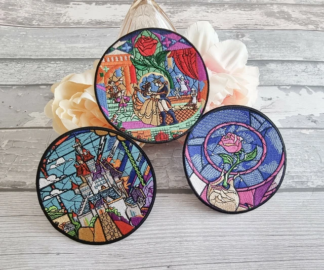 DISNEY BEAUTY AND beast Castle Rose Embroidered / Iron on / sew on