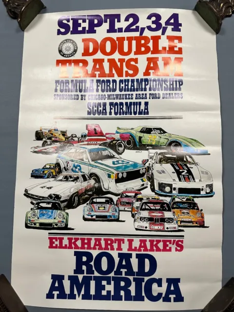 Road America Double Trans Am Auto Racing Poster 1977 19 x 28 Elkhart Lakes SCCA 2