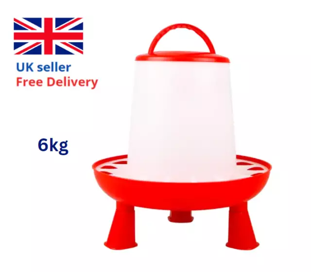 6kg Kilo feeder with Legs Chicken Poultry Bird Quail Hen Food Red Feed Container