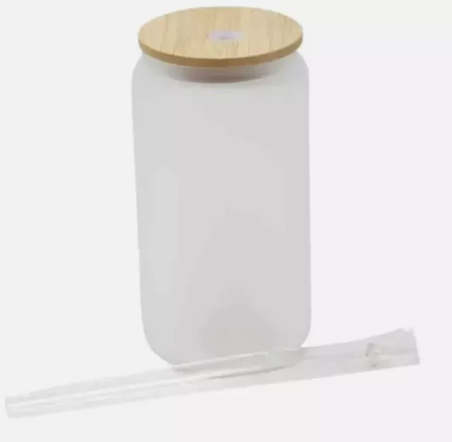 12oz Sublimation Blank Glass Can Jar Tumbler (Frosted Glass)