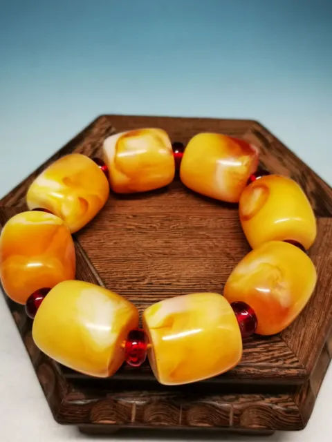 24mm Beads Natural Big Yellow Beeswax Beads Hand Polished Prayer Bracelet DA8