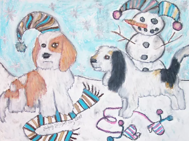 PBGV in the Snow Original Painting 9x12 Petit Basset Griffon Vendeen Collectible