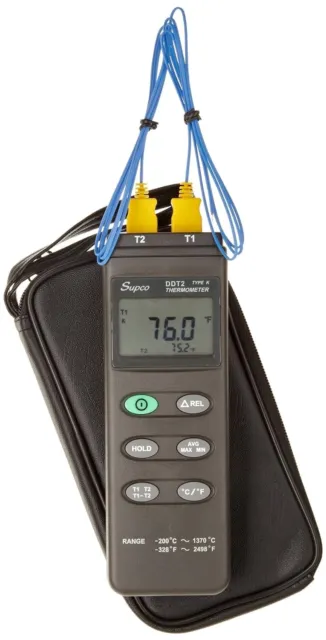 SUPCO DDT2 Digital Dual Channel Differential Thermometer with Probes