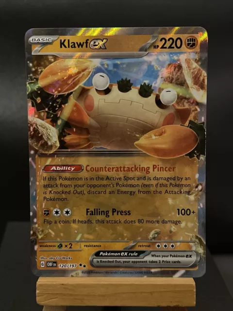 Pokemon Card Klawf EX 120/197 Obsidian Flames Double Rare Half Art NM