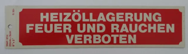 Hinweis-Schild HEIZÖLLAGERUNG Feuer Rauchen verboten Heizungskeller-Aufkleber