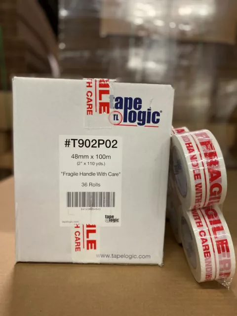 Printed "FRAGILE HANDLE W/ CARE" Tape, 2" x 110 Yds Per Roll, 6 Rls Per Order