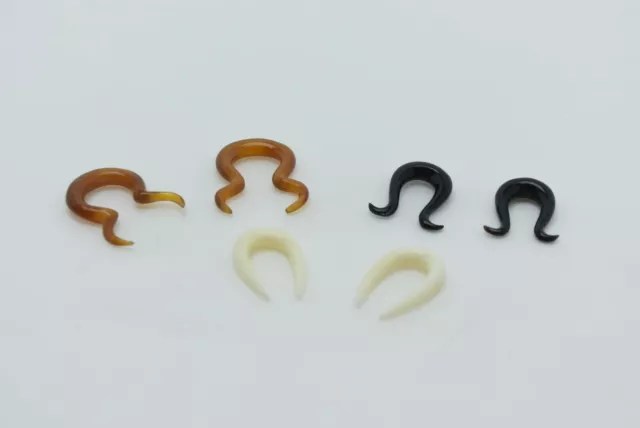 Pair of 6 Gauge 6g 4 mm Organic Hand Carved Hanging Ear Taper Horn Amber More