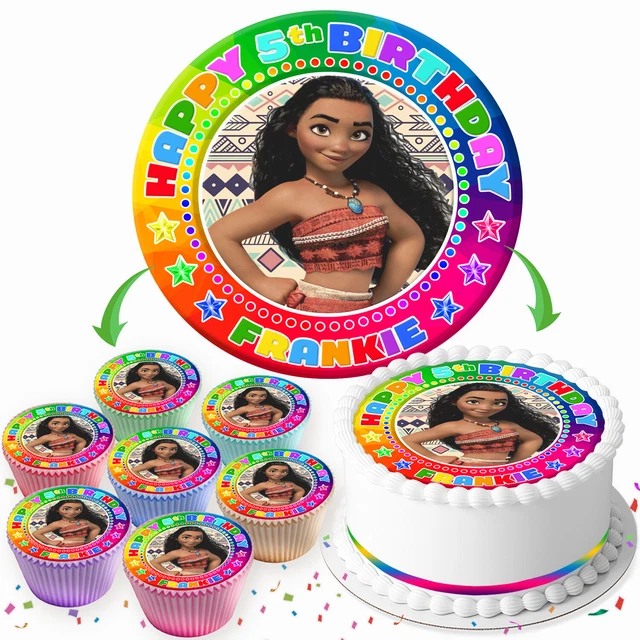 MOANA BIRTHDAY PERSONALISED Edible Cake Topper & Cupcake Toppers Iv306