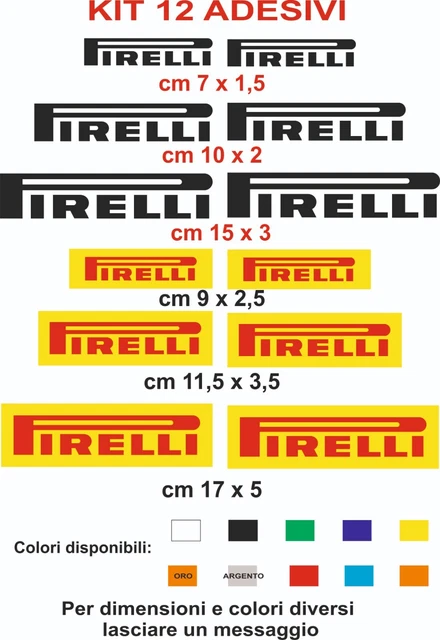 Kit Adesivi Pirelli In Vinile – 12 Pezzi – Per Auto, Moto, Caschi E Furgoni – Prodotto In Italia (Oracal)