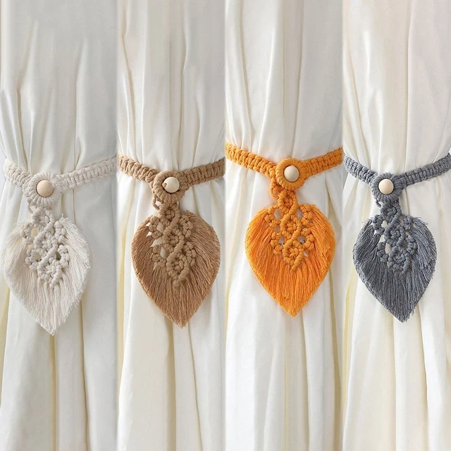 Curtain Tie Back Holder Macrame Drapery Fastener Leaf Shaped Curtain Holdbacks