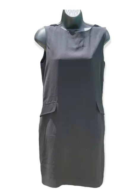 LIZ CLAIBORNE Black Sleeveless Scoop Neck Ruffles Sheath Dress Women's Size 10