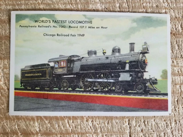 World's Fastest Locomotive Run,Chicago Railroad Fair,1949.Vtg Postc*P23
