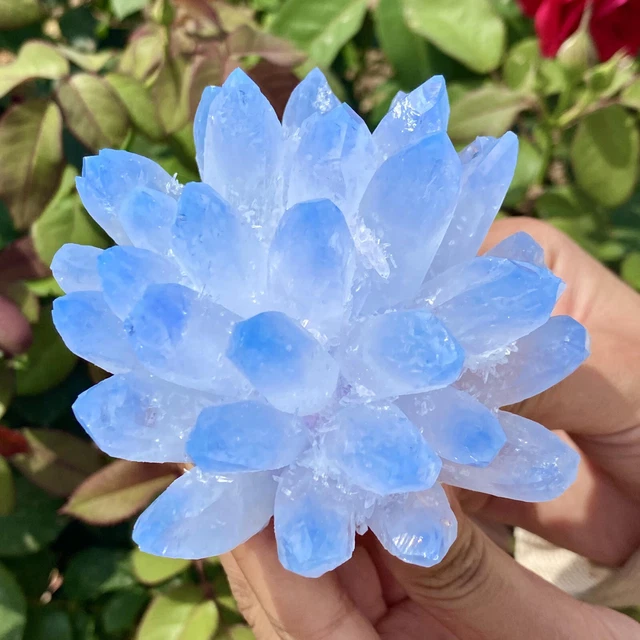 441G New Find sky blue Phantom Quartz Crystal Cluster Mineral Specimen Healing