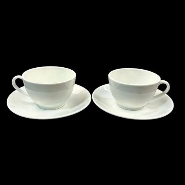 PAIR (2) SETS - Apilco Tradition Cups & Saucers Classic White EUC Made in France