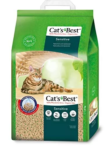 Cat's Best Sensitive, 100 % pflanzliche Katzenstreu, fest klumpend und antiba...