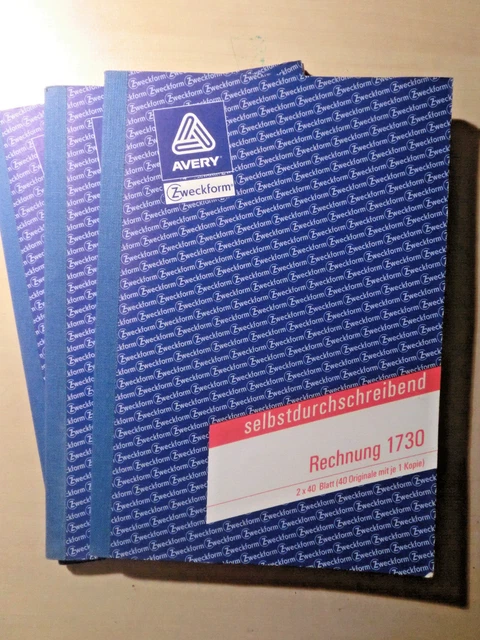 Avery Zweckform Rechnung 1730 selbstdurchschreibend NEU 2 x 40 Blatt
